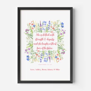 Proverbi 31, regalo personalizzato per la mamma, giardino fiorito per la famiglia, regalo ebraico personalizzato, idea regalo per la nonna, regalo religioso di Hanukkah per lei