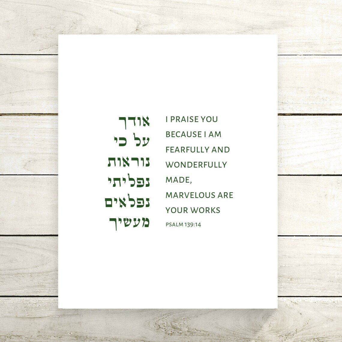 Psalm 139:14 Bible Verse Print Scripture Wall Art Bible | Etsy