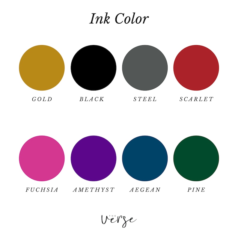 Peut inclure: Nuancier d'encre avec 10 &eacute;chantillons de couleurs. Les couleurs sont : or, noir, acier, &eacute;carlate, fuchsia, am&eacute;thyste, &eacute;g&eacute;en, pin.