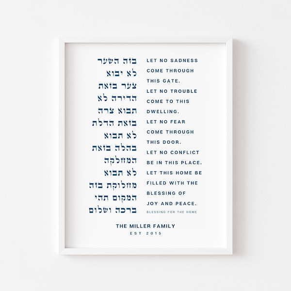 Jewish Home Decor House Blessing Jewish Wedding Gift Judaica Wall Art Jewish Blessing for the Home     Birkat Habayit Housewarming Gift Idea
