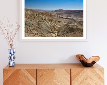 Ramon Crater Israel Landscape Print | Negev Desert Wall Art | Israel Nature Photography | Modern Travel Decor | Neutral Earth Tone Wall Art