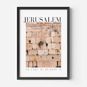 Jerusalem Wall Art Print Western Wall Kotel Photo Poster Holy Land Home Decor Jerusalem Photography Travel Wall Art Zionist Framed Print