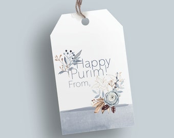 Happy Purim - Printable Tags for Mishloach Manot - Editable Using Canva - Print at Home