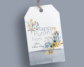 Happy Purim Tags for Mishloach Manot - Editable Using Canva - Print at Home