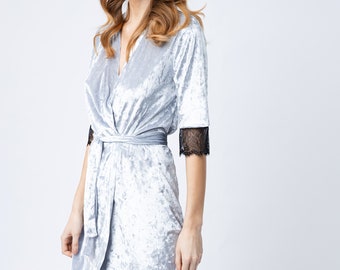 grey velvet dressing gown IV Robe