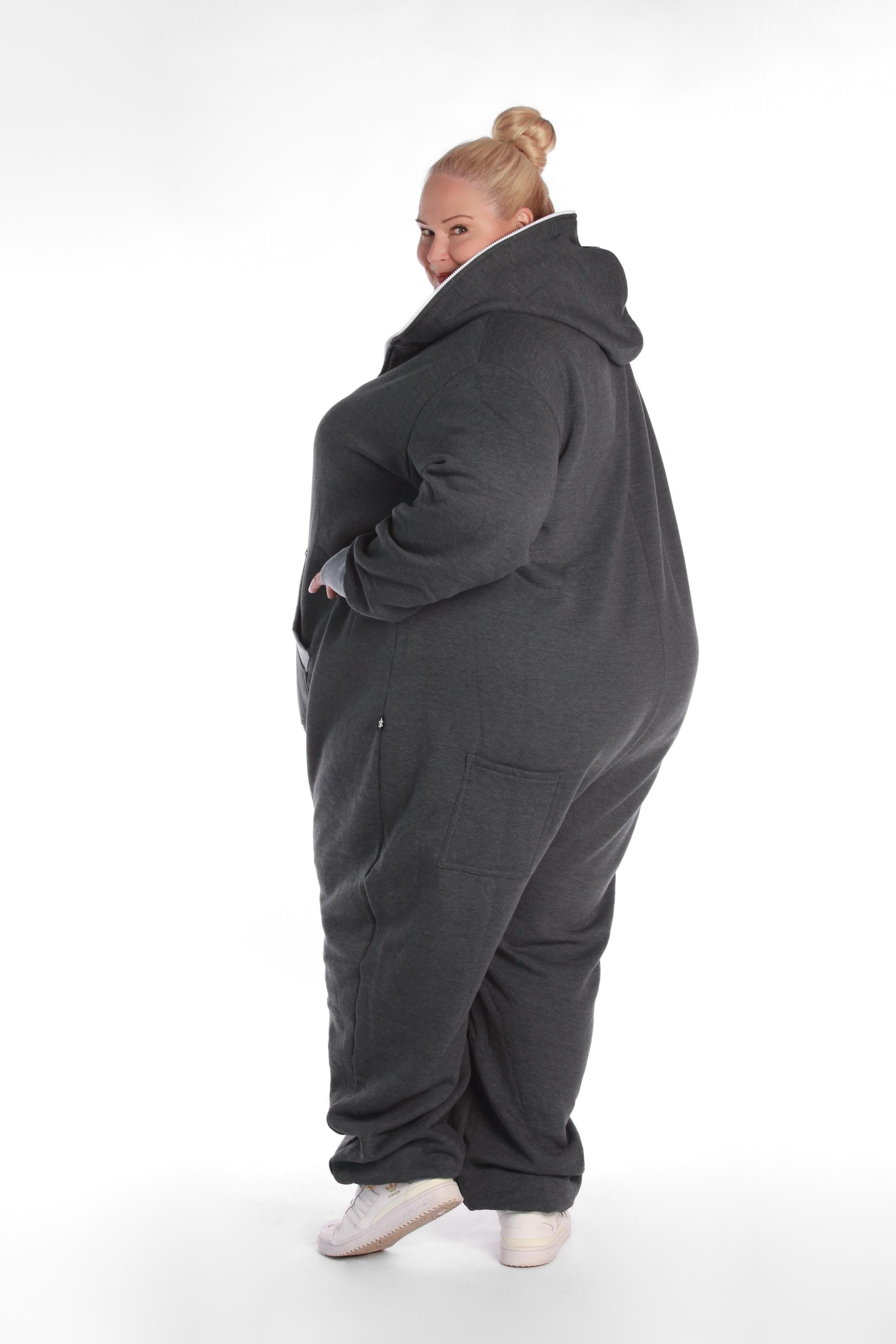 Adult Plus Size Onesie Pajamas Grey - Full Length Lounger With