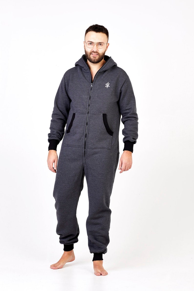 Sofa Killer Dark Grey Unisex Adult Onesie, Hooded Pyjamas, Baggy Cotton