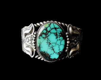 Gary Reeves Sterling Navajo Bracelet with Turquoise