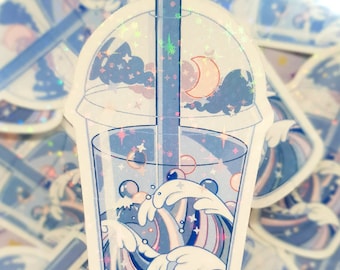 Bubble Tea Holographic Sticker