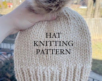 DIGITAL DOWNLOAD - Hat Knitting Pattern - Instant Download Knitting Pattern - Chunky Hat Knit Pattern - Adult Hat Knitting Pattern