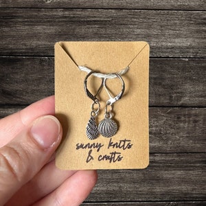 Seashell Stitch Markers - Ocean Progress Keepers - Oyster Stitch Marker - Beach Knitting