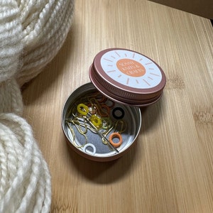 Knitting Notion Tin - Stitch Marker Tin - Notions Tin - Gift for Knitters - Knitting Toolkit - Notions Case - Knitting Notions Case