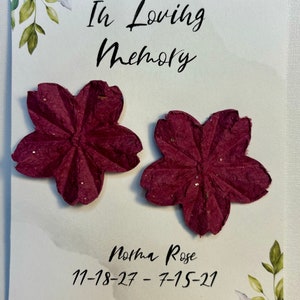 Memorial flower favor, flower funeral cards, memorial flower gift, sympathy flower card, memorial flower card, in memory flower card