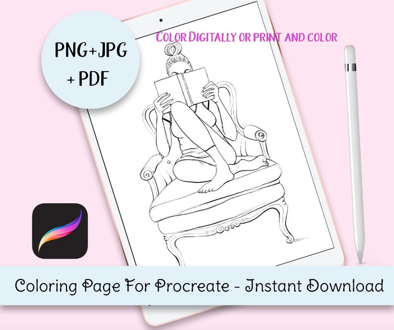 Digital Coloring Book Procreate / KARMA Coloring Page Digital Coloring