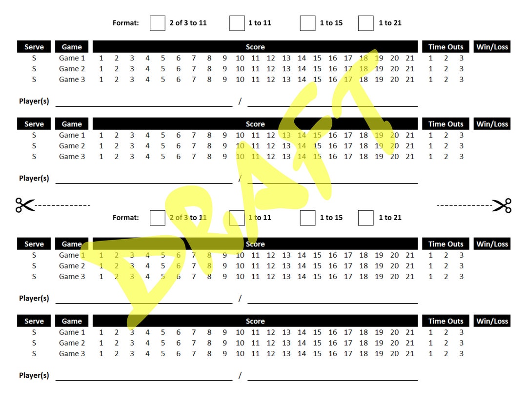 Pickleball Score Sheet 2 in 1 Etsy