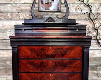 Antique Mahogany Framed Mirror Chippendale Wall Dresser Art Etsy