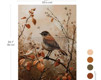 Redesign With Prima SUNLIT SONGBIRD Decoupage Fiber Paper, Perched Bird, 23.4″X33.1″
