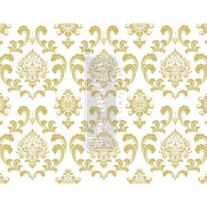 Redesign With Prima & Kacha &quot;House Of Damask&quot; Decor Transfer, Gold Foil Furniture Decal, Gilded Transfer For Furniture And Projects