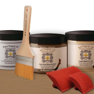 Retique It Liquid Wood Interior/Exterior Kit Everything You Need To Complete Your Project Wood'n Primer, Wood'n Stain, Cabinets, Doors image 4
