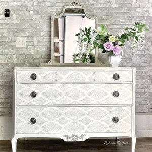 Redesign With Prima &quot;Diamond Flourish&quot; Decor Stencil, Damask Pattern Stencil, 17x21, Large Stencil For Furniture, Walls,Mixed Media & More