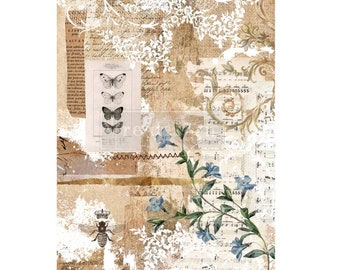 Botanical Sonata Rice Paper - Floral Decoupage Paper, Furniture Accent