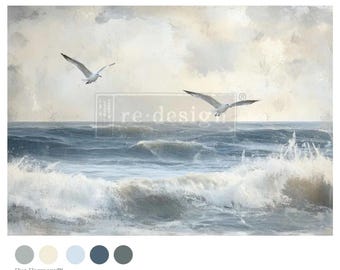 New! Redesign with Prima And Kacha "Echoes On The Water" Decoupage Paper, Ocean Scene