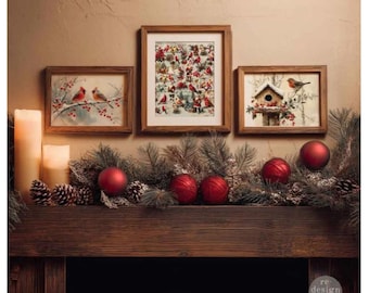 New! Redesign with Prima ELEGANCE CHRISTMAS Decoupage Paper, Cardinals