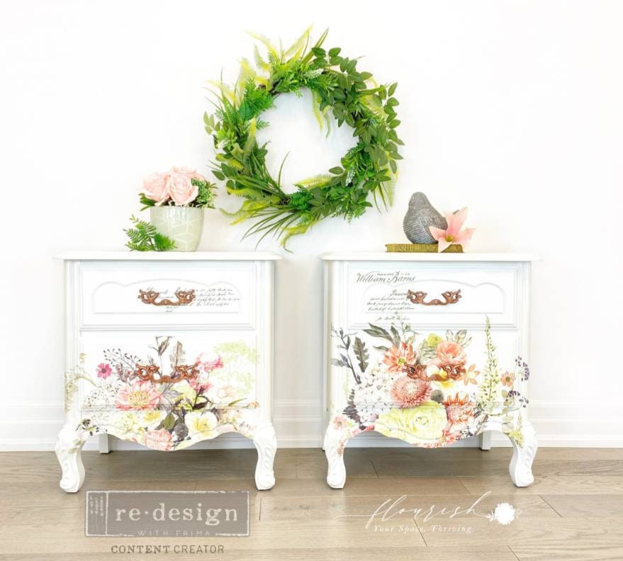 Life in Full Bloom Decor Transfer Floral Rub on Furniture - Etsy