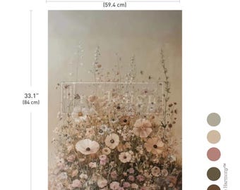 Redesign With Prima MOMENT OF STILLNESS Decoupage Fiber Paper, Wildflowers In Neutral Colors, 23.4″X33.1″