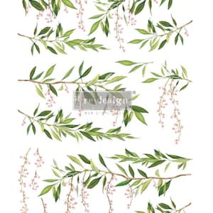 Redesign With Prima "Spring Branch" Decor Transfer, Rub On Image Transfer, Floral Decal, Flowers And Berries, Hanging Branches, RETIRED