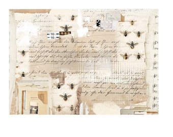 Redesign With Prima "Mysterious Notes" Decor Rice Paper Beautiful Handwritten Note And Bees Decoupage Accent For Furniture & Projects