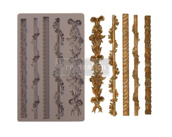 Redesign With Prima "Sicilian Borders" Decor Mould, Trim, Food Safe Silicone Mold, Moulding, Applique, Use With Paper Clay, Epoxy Resin