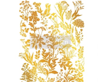 New! Redesign With Prima & Kacha LUXE FOLIAGE Decor Transfer, Gold Foil Furniture Decal