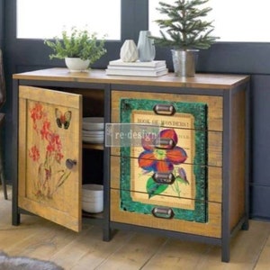 Redesign With Prima &quot;Wondrous Flora&quot; Decor Transfer, Rub On Decal, Bright Colorful Flowers, Butterflies, Bohemian Image Transfer, RETIRED