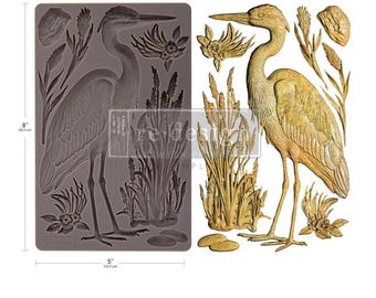 New! Redesign With Prima FEATHERED STILLNESS Decor Mould, Silicone Mold
