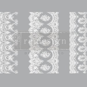 Redesign With Prima &quot;Vintage Wallpaper&quot; Mini Decor Transfer, White Lace Pattern, Boho Trim Design, Furniture, Walls & Mixed Media Decal