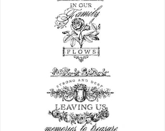 Redesign With Prima IN OUR FAMILY Decor Transfer, Rub On Image Transfer, Family Quote Decal