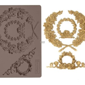 Redesign With Prima &quot;Laurel Wreath&quot; Decor Mould, Christmas Silicone Mold, Flower Applique, Food Safe, Use With Paper Clay, Epoxy Resin