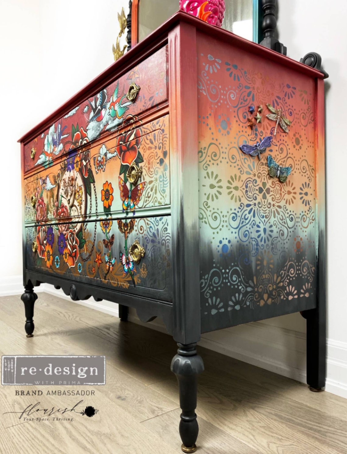 Redesign With Prima CECE Stick & Style Mini Dot Stencil Roll - 7" X 3 Yards, Reusable, 6 Designs