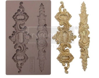 Redesign With Prima "Sicilian Plates" Decor Mould, Food Safe Silicone Furniture Mold, Lock Detailed Large Applique, Cake Decorating