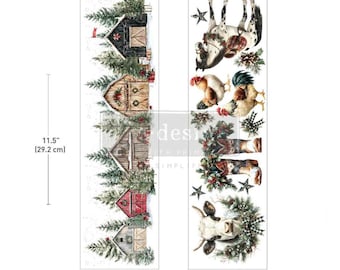 New! Redesign With Prima "Christmas On The Farm" Luxe Transfer, Holiday Decal