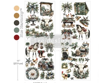 New! Redesign With Prima RUSTIC NOEL Middy Decor Transfer, Holiday Decal