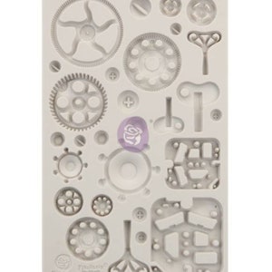 Finnabair &quot;Mechanica&quot; Decor Mould, Food Safe Silicone Mold, Steampunk Deisgn, Mechanical Gears, Keys, Steampunk Applique, Mixed Media Art