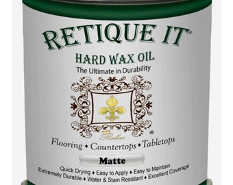 Retique It "Hard Wax Oil" Topcoat Sealant Extremely Durable Beautiful Look Furniture Countertops Flooring 8 Ounce