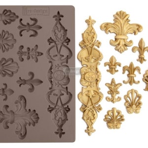 Redesign With Prima &quot;Fleur De Lis&quot; Decor Mould, Food Safe Silicone Mold, Furniture Applique, Detailed Accents, Cake Decoration, Fondant Mold