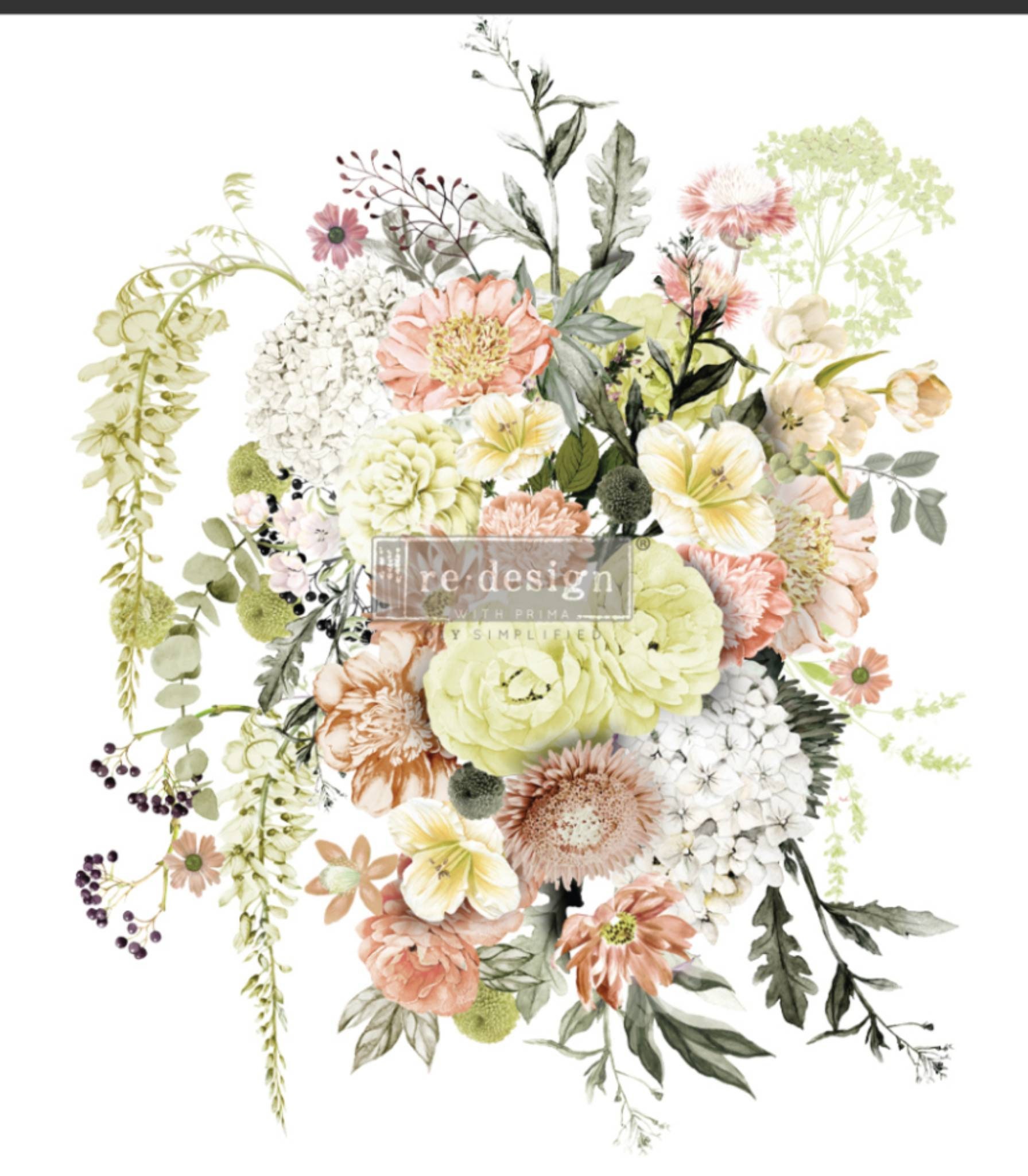 Life in Full Bloom Decor Transfer Floral Rub on Furniture - Etsy