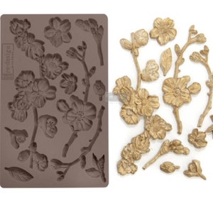 Redesign with Prima &quot;Cherry Blossoms&quot; Decor Mould, Food Safe Silicone Mold, Flowers Applique, For Use With Paper Clay, Hot Glue, Resin/Epoxy
