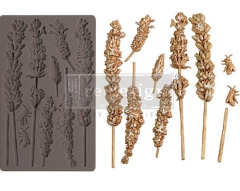 Redesign With Prima "Lavender Harvest" Decor Mould, Food Safe Silicone Mold, Floral Details, Flowers, Lavender Stems