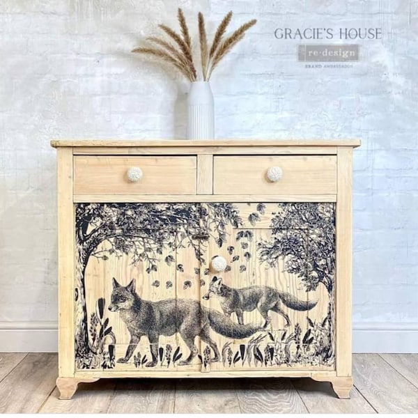 Redesign With Prima "Fox Meadows" Decor Transfer, Rub On Paintable Image Transfer, Forest Decal For Furniture, Walls And Projects