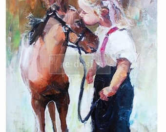 Horse and Child Decoupage Paper, Furniture A1 Rice Paper